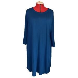 J Jill Women’s 2X Teal Ponte‎ Knit Casual Travel Dress – Easy Fit Workwear Style